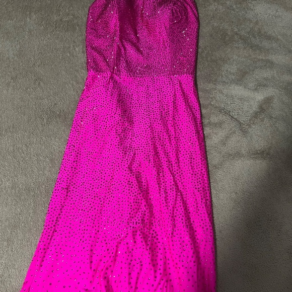 Hot pink bedazzled strappy back corset with butt scrunch- prom or pageant dress - Picture 5 of 7